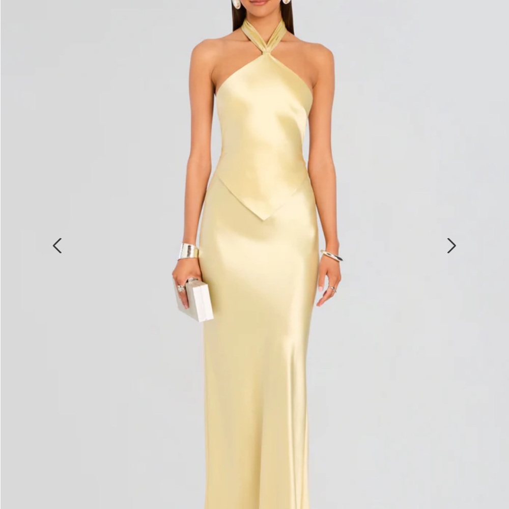 Retrofete Yellow Halter Maxi Dress